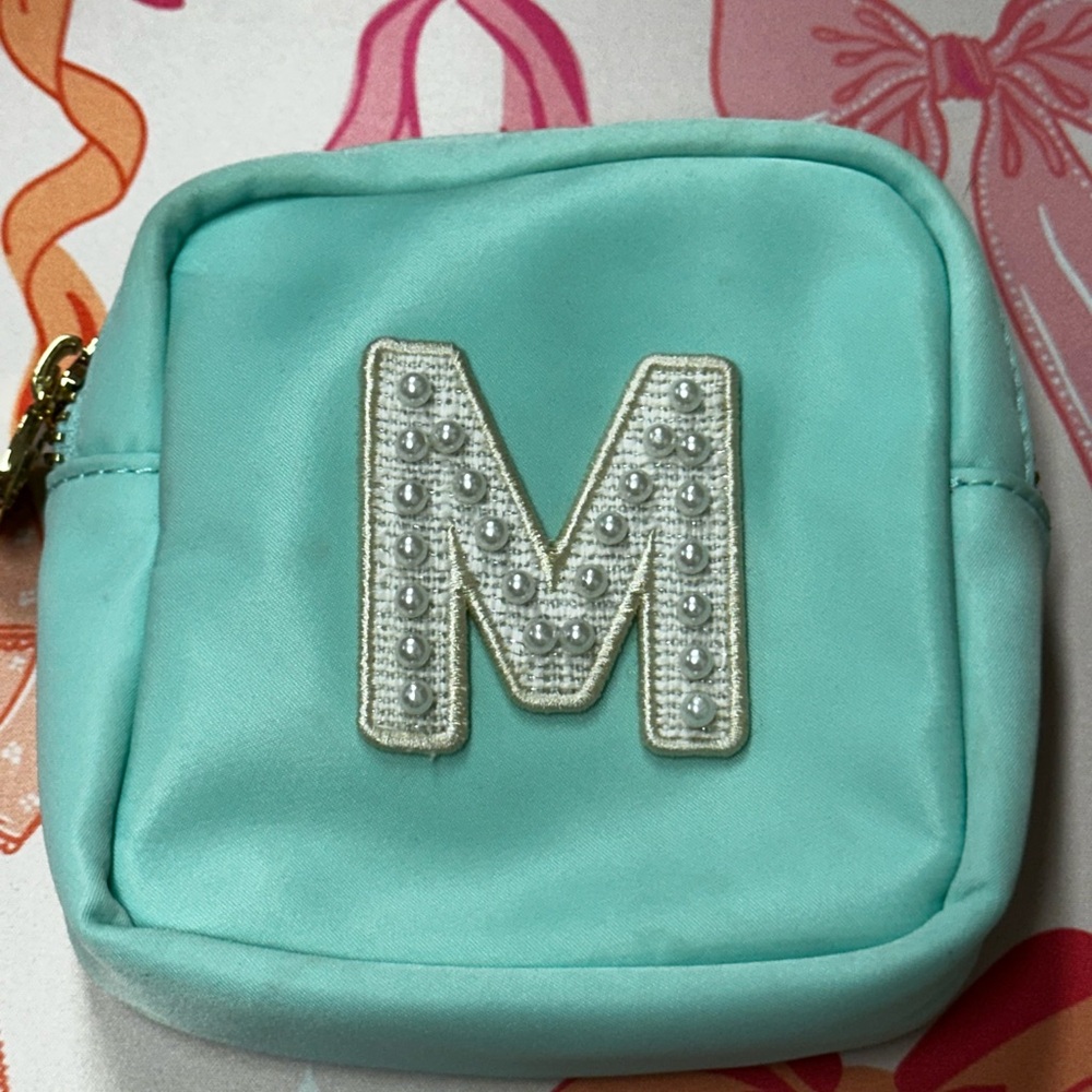 SCL Cotton Candy Mini Pouch with Pearl Letter “M”